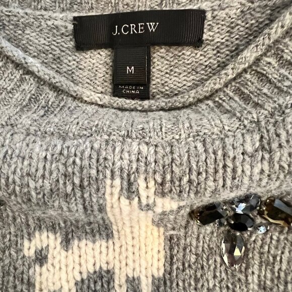 J. Crew Jeweled Llama Sweater Size M - Picture 2 of 4